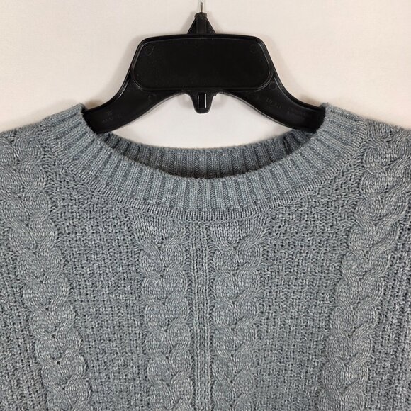 Tahari Cable Knit Crewneck Blue Sweater Women's Size Large - Picture 3 of 11